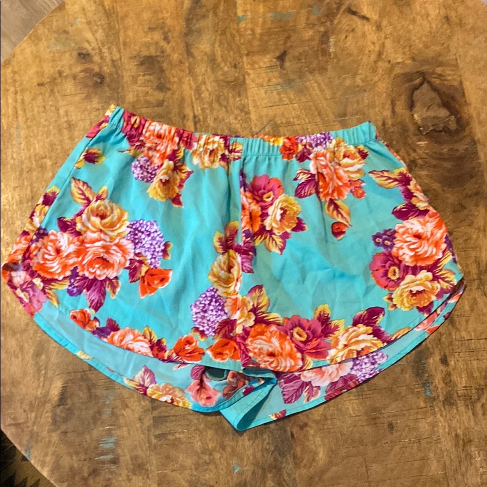 Ambiance Blue and Orange Floral Shorts